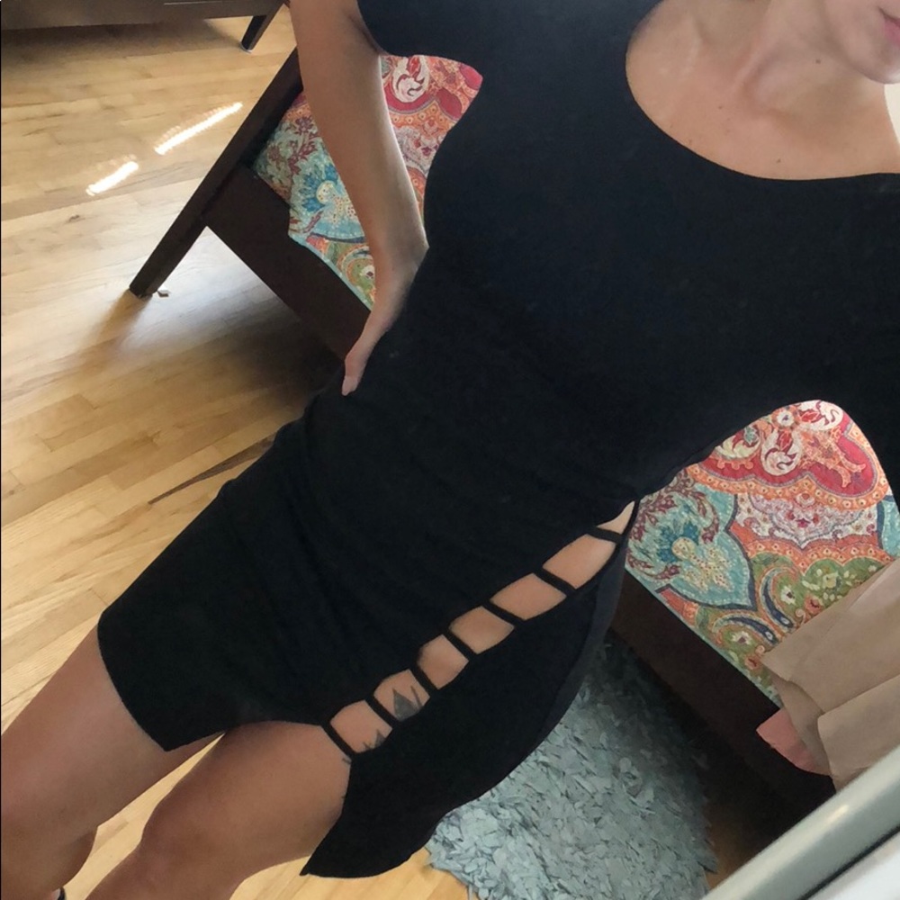 Black strappy cut out dress